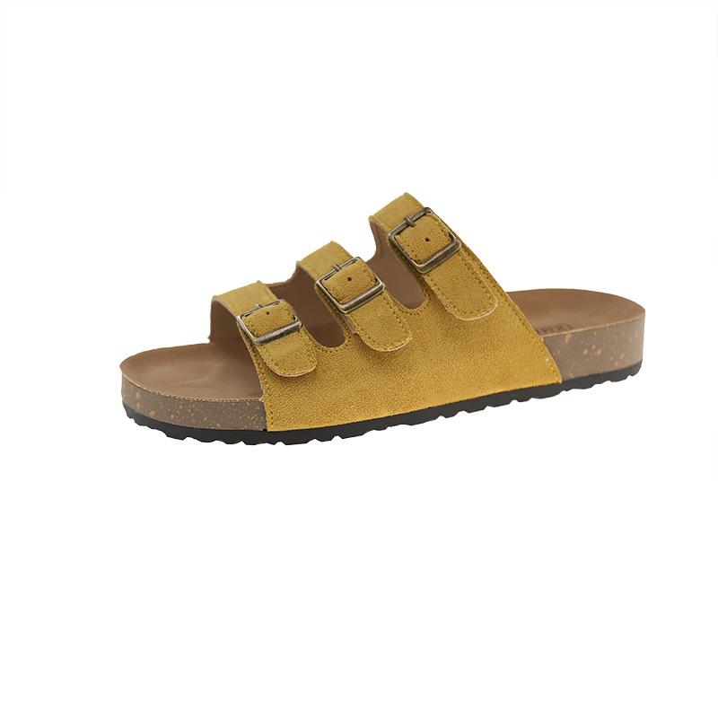 New Flat-bottomed Roman Style Slippers Women's Belt Buckle One Pedal Thick-soled Comfortable Outer Wear Home Cool Slippers Women