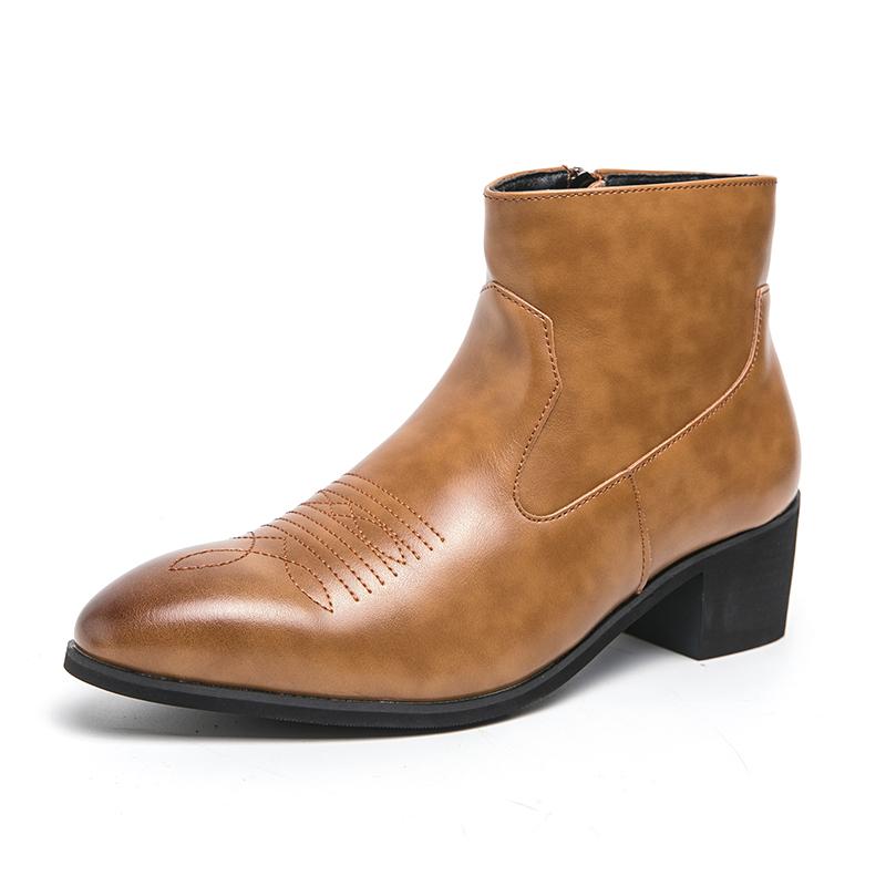 Trendy Men's Thick Soled Boots Luxury Men's Minimalist and Versatile Styles Leisure Business Leather Shoes Party Men's Boots
