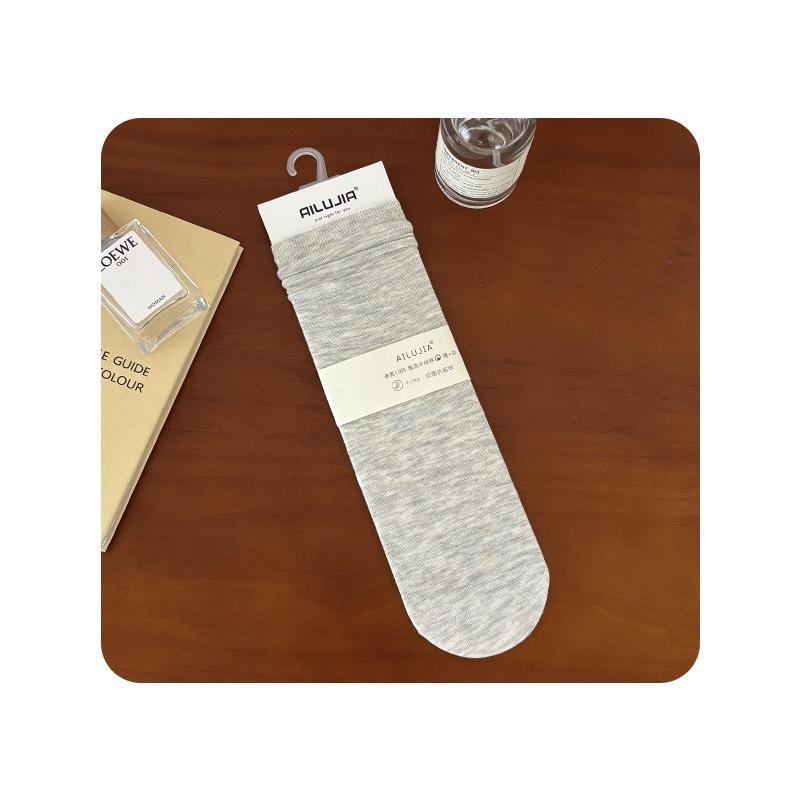 Female Summer Solid Color Soft College Wind Sweat Absorbent Deodorant Cotton Socks