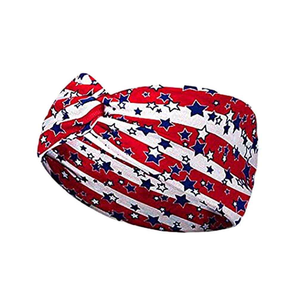 Retro Star Stripe Twisted Sweat Absorbing Yoga Running Headband for Sports and Party Decoration Unisex Stretchy Hair Band
