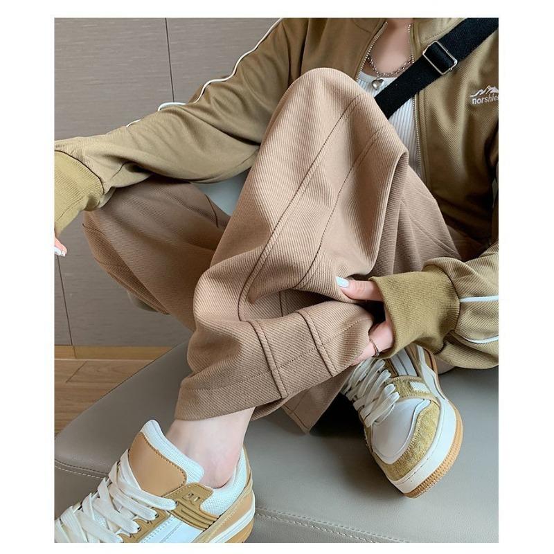 

Простые спортивные брюки для женщин на весну и осень, с высокой посадкой, драпирующиеся, свободные, прямые, повседневные спортивные штаны, широкие брюки-бананы XXL