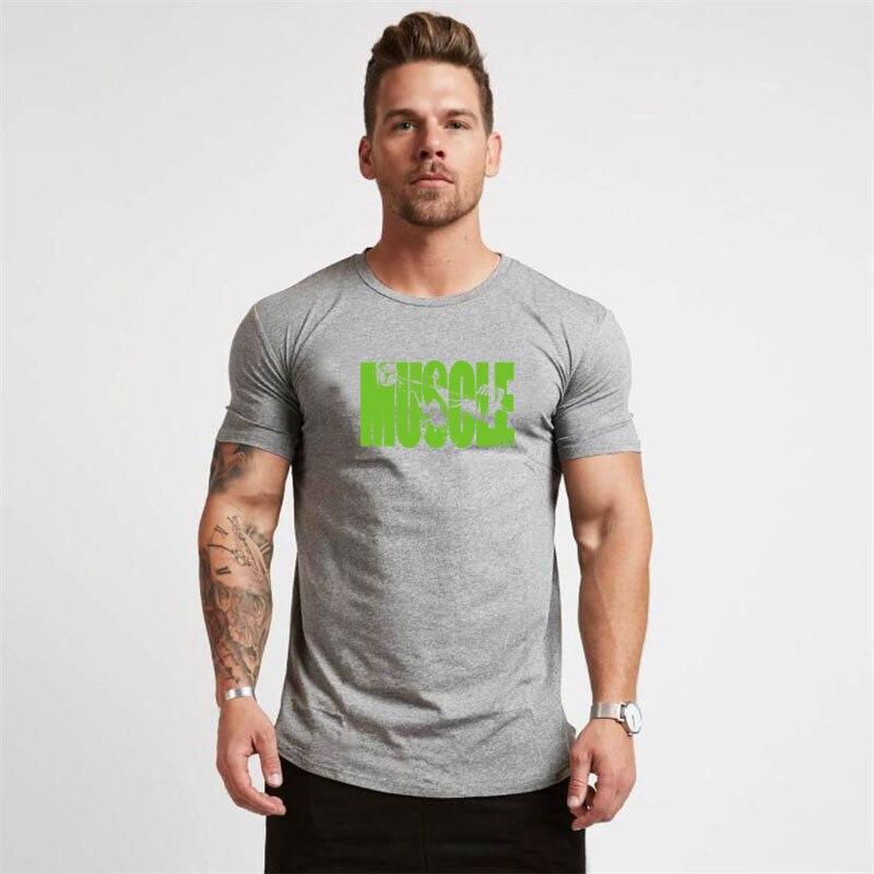 Muscleguys Мужской облегающий летний новый топ с принтом для тренировок на открытом воздухе и бега