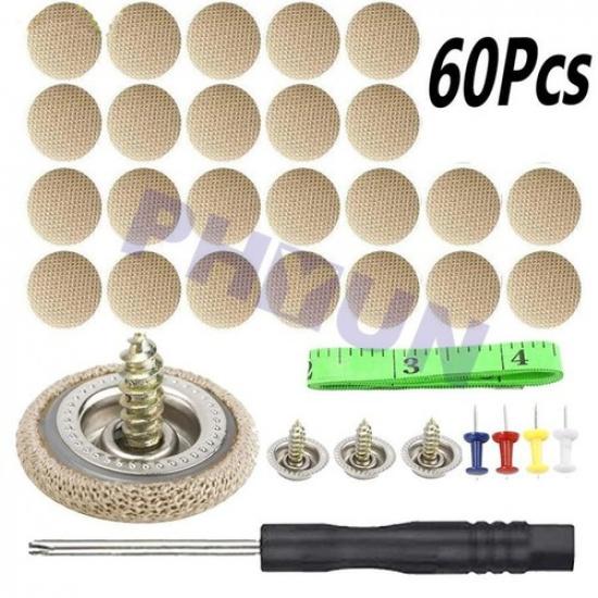 60Pc Beige Old Car Headliner Sagging Liner Trim Repair Kit Snap Button Pin Screw