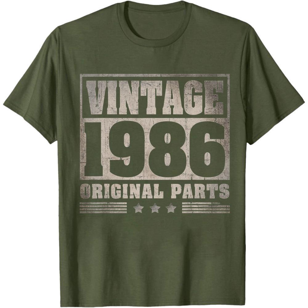 Vintage 1986 Original Parts Summer Men TShirt Classic Retro Design Casual Wear For Birthday Gift Anniversary Present