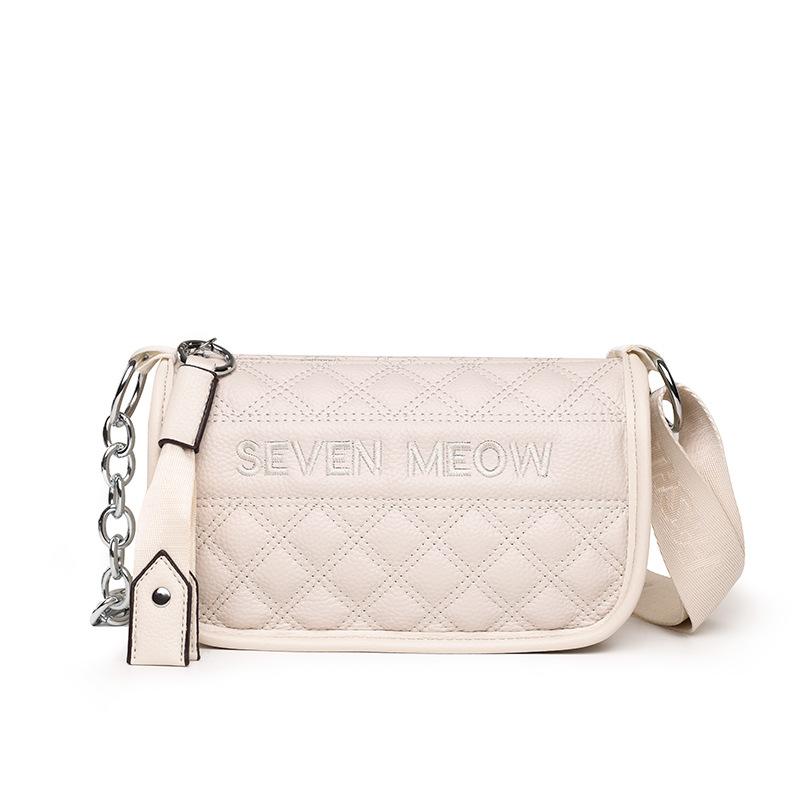 Leather Women's Bags Autumn and Winter New Trendy Fashion Versatile Diamond First Layer Cowhide Shoulder Messenger Bag