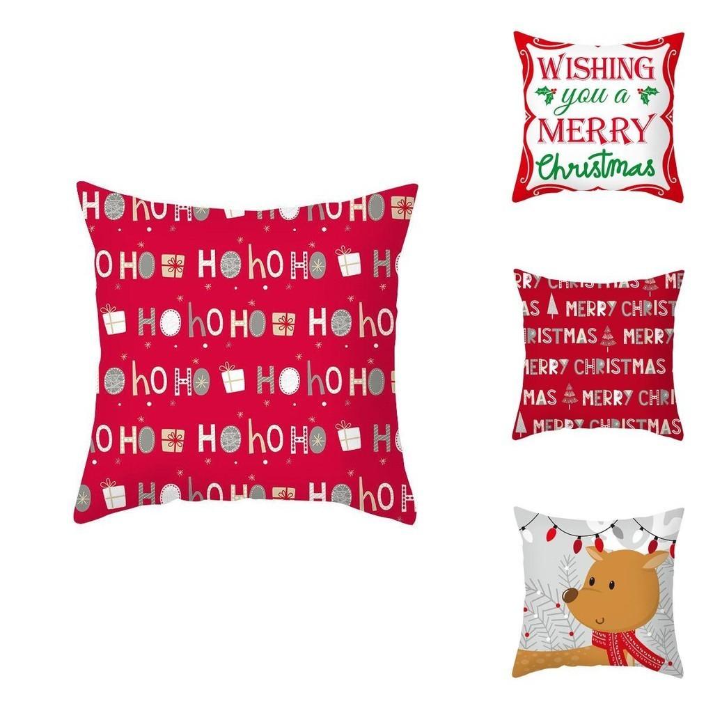 Luxurious Peach Skin Velvet Christmas Cushion Cover With Charming Santa Claus Print For Home
