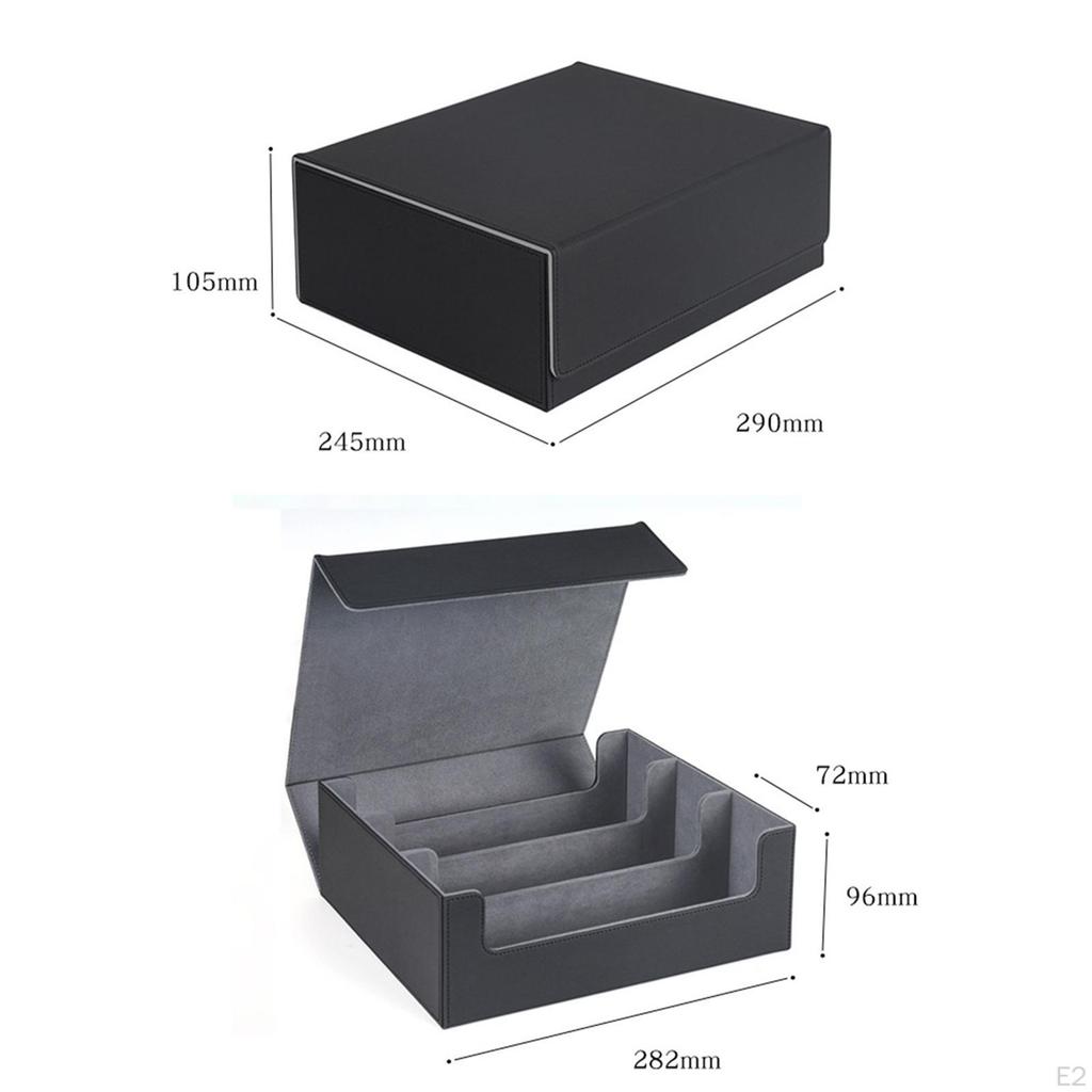 2 Pieces Card Deck Box Sport Cards Display Magnetics Closure with 8 Dividers Collectible