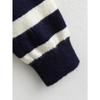 Autumn Winter Fashion Striped Zippered Lapel Long Sleeve Loose Casual Knitted Sweater for Women