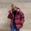 Casual Women Thicken Hooded Down Cotton Jacket Fashion Long Sleeve Lapel Snow Coat Lady Winter Chic Daily Warm Commute Wear
