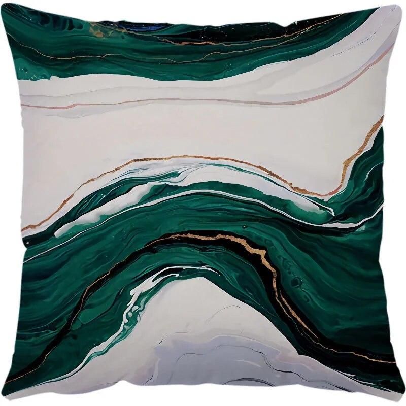 Green Marble Texture Pillowcase Polyester Sofa Chair Waist Pillow Cushion Set 45x45cm Bedroom Room Light Luxury Home Decoration