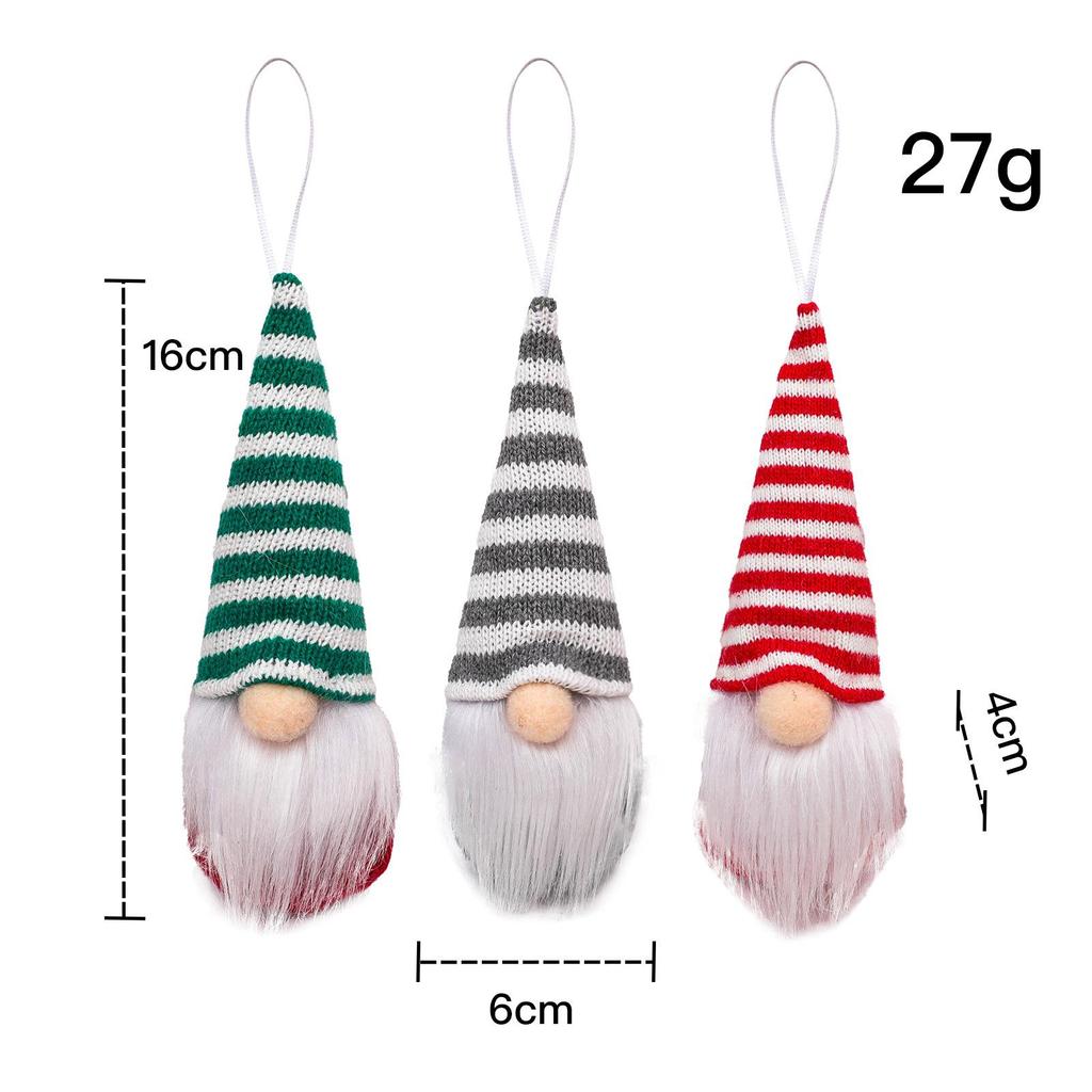 3-Piece Christmas Gnome Plush Santa Doll Knit Fabric Christmas Tree Hanging Ornaments Gnomes Elf Decorations Gifts New Year