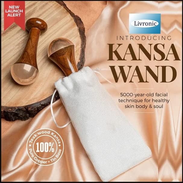 Ayurvedic Kansa Wand Massager for Face, Body & Foot | Kansa Vati Foot Massager with Teak Wooden Handle | for Body Wellness, Detox & Relaxation