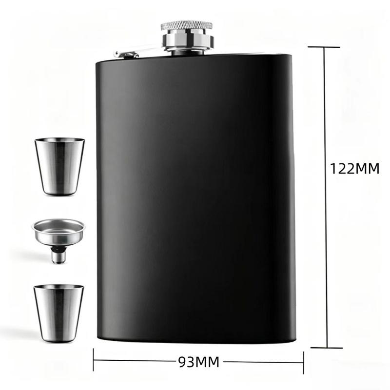 8oz Stainless Steel Hip Flask with Russian Leather, Portable Outdoor Small Flask - Brown/Black