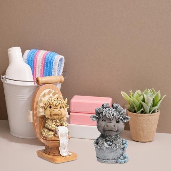 

2 шт., украшение в виде коровы из смолы, шотландская корова, фигурка, многоуровневый поднос, украшение в виде животного для дома, фермы, кухни, стола, украшения 2pcs
