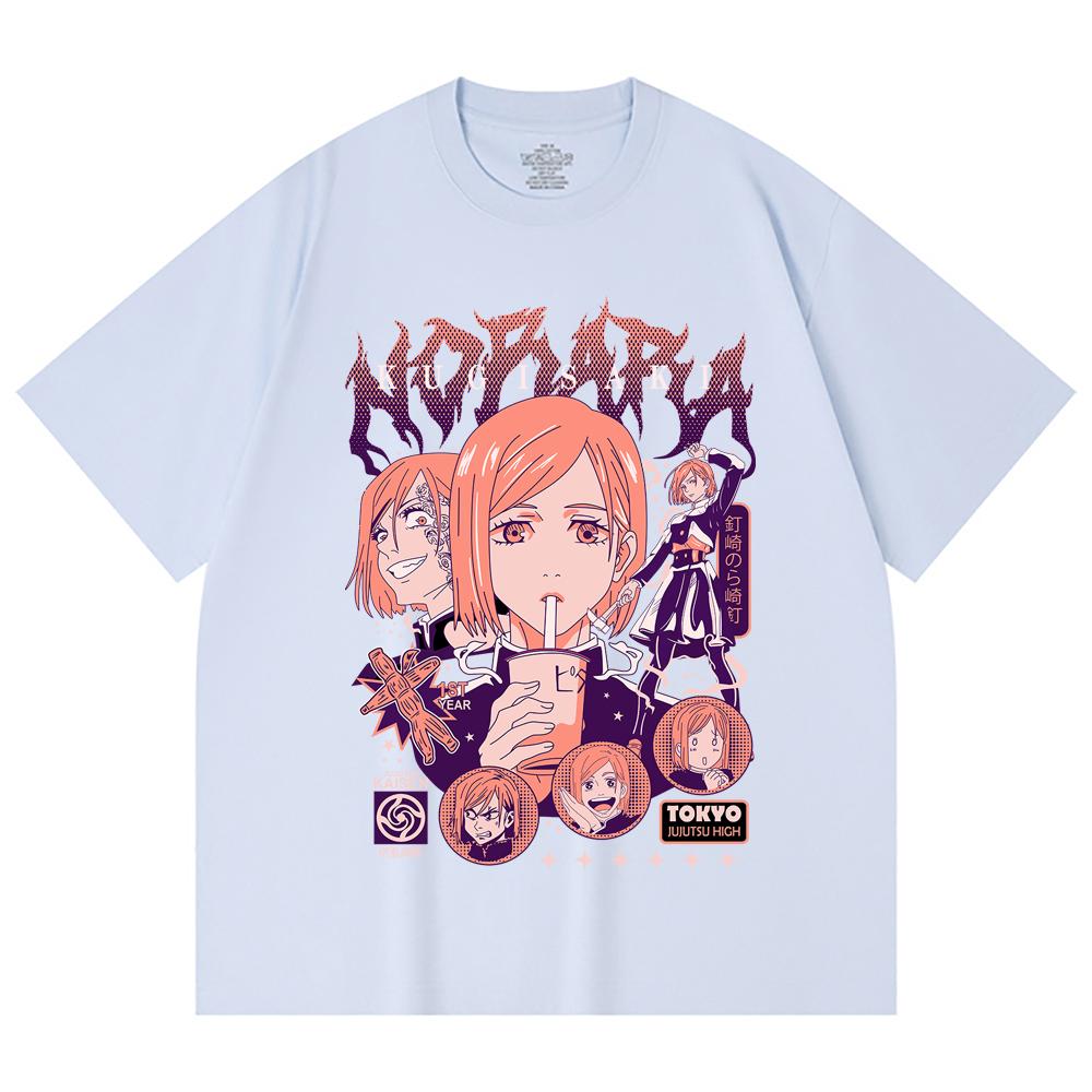 230 Gsm 100% Cotton Jujutsu Kaisen V16 Nobara Print Unisex Heavy Cotton T Shirt