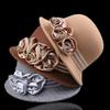 Warm Wool Formal Hat Adjustable Flower Decorated Hat Korean Fisherman Hat  Top Hat