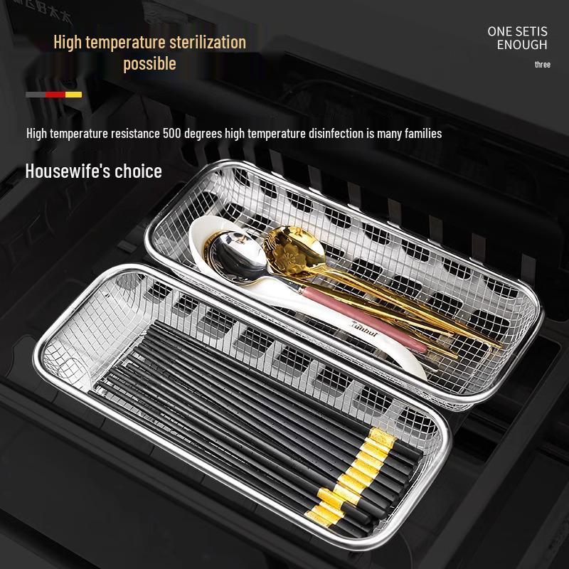 Stainless Steel Hanging Cutlery Storage & Disinfecting Holder for Chopsticks, Knives, Forks, and Spoons.