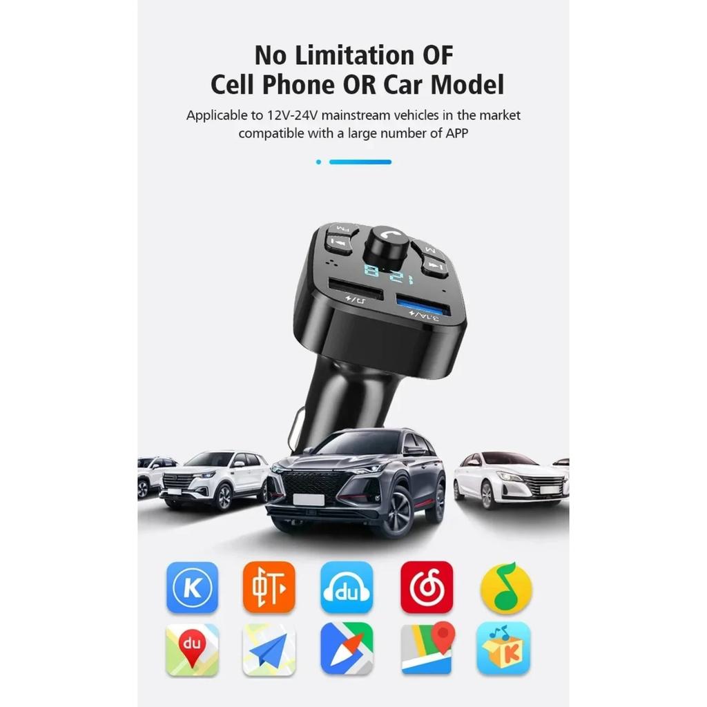 Dual Usb Fast Charger Car MP3 Player FM Bluetooth Receiver Bluetooth Compatible 5.0 FM Transmitter USB Flash Drive Plug Car Kit