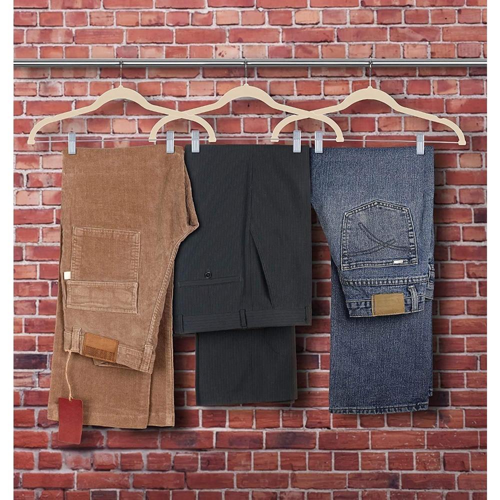 Velvet Hangers with Metal Clip for Pants Non Slip Felt Skirt Hangers for Pants Skirts Suits Dresses  Shirts with 360 Degree Hook