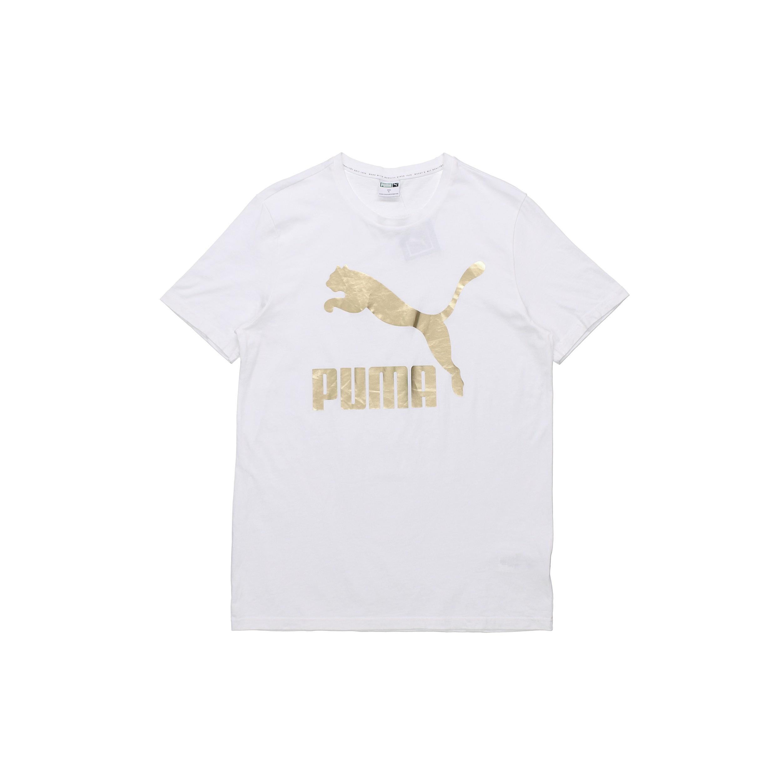PUMA Logo Printed Short Sleeve TEE White Men s 579405-82 L