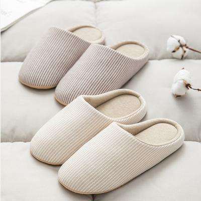 Herbst und Winter Japanischer Stil Zuhause Indoor Weiche Sohle Rutschfest Geräuschlos Herren- und Damen Baumwollpantoffeln Geräuschlose Wochenbett-Bodenhausschuhe