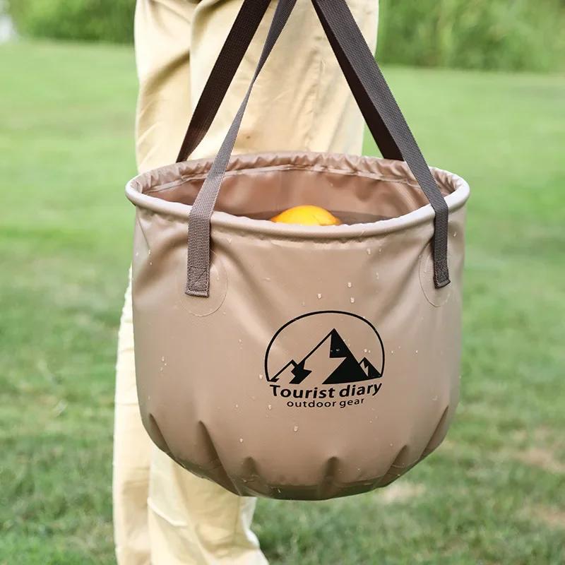 1pc Handheld bucket Outdoor Foldable Waterproof Sink bucket Portable Travel Camping Fishing storage bucket