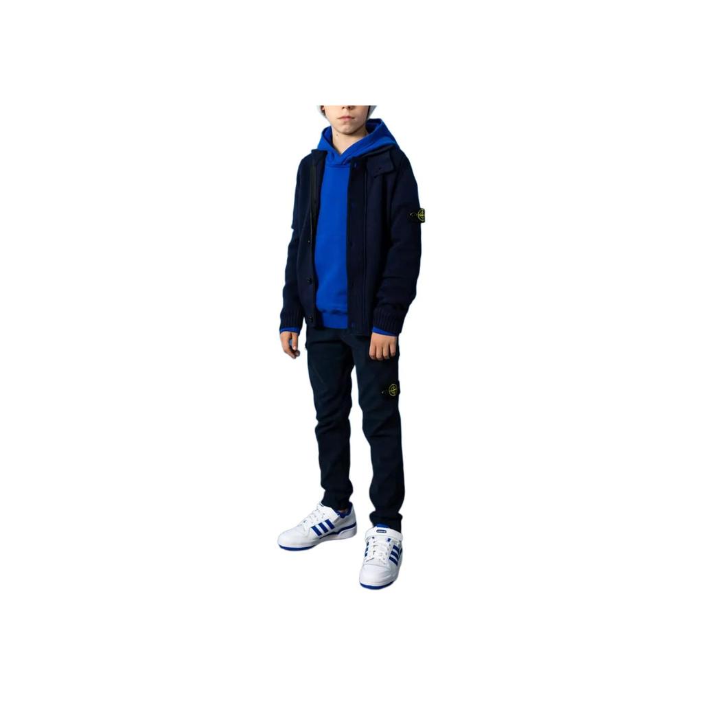 Stone Island Sweater Logo Patch Button Fitted Long Sleeve Knit Kids sweaters Black 7916503Z1-V0029