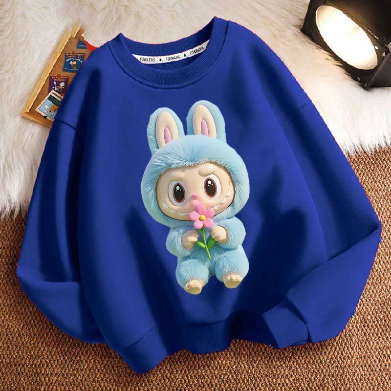 Mikiny s kulatým výstřihem pro děti, s dlouhým rukávem, módní a volné mikiny pro chlapce a dívky na jaro a podzim