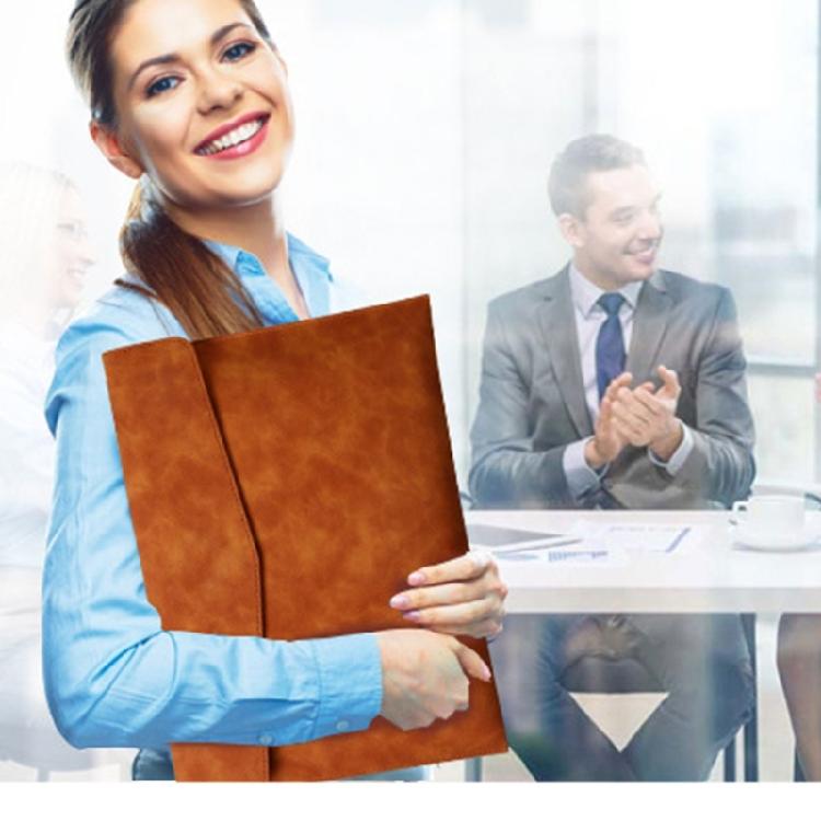 Business Folder Water Resistant Leather Document Organiser Carrying Case Magnetic Button Closure 330x240cm for Office