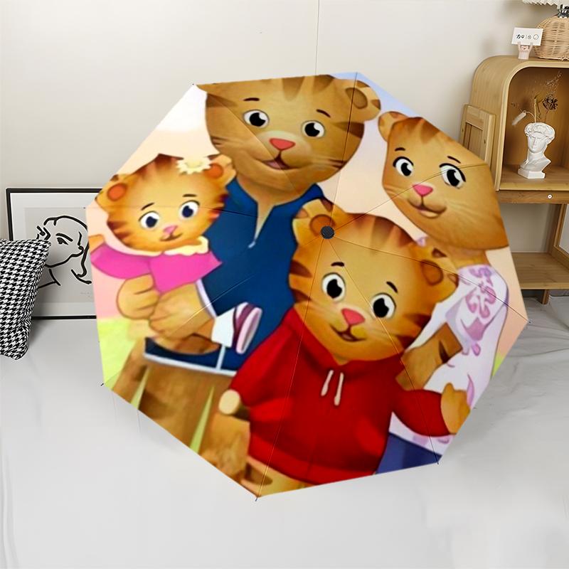 Daniel Tiger's Neighborhood Print Automatic Umbrella, 8 Rib Iron Frame, Plastic Handle, Suitable for Outdoor Travel &Daily , Ideal Gift
