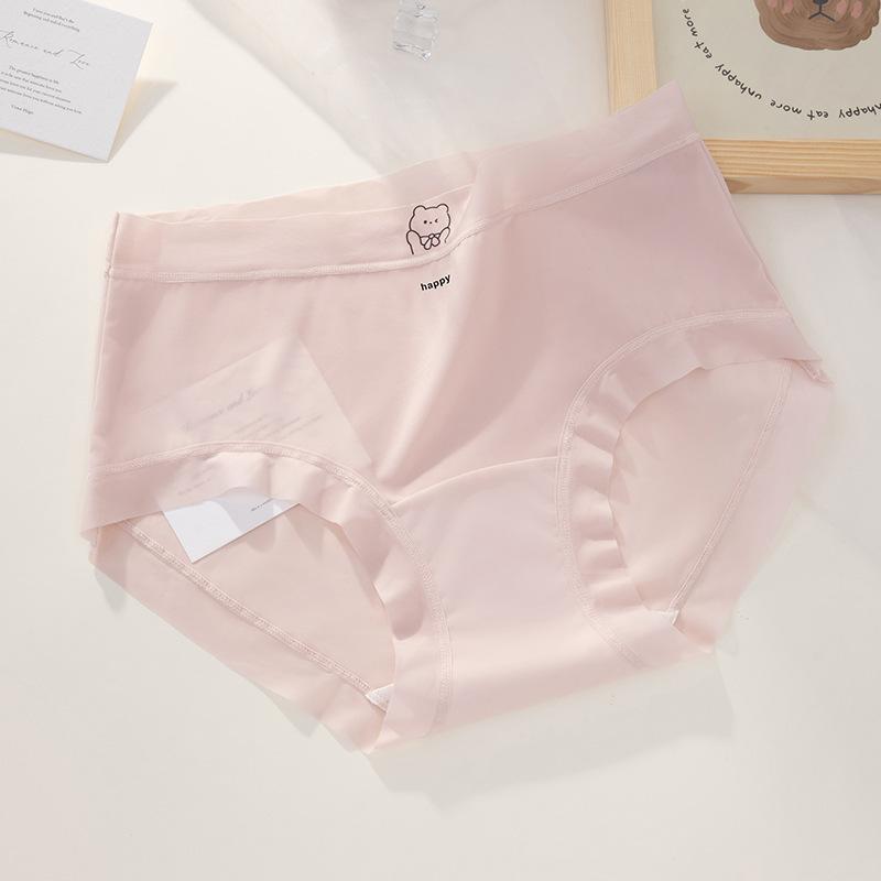 Plus Size Women's Summer Thin Cotton Breathable Non Trace Antibacterial Ice Silk Briefs