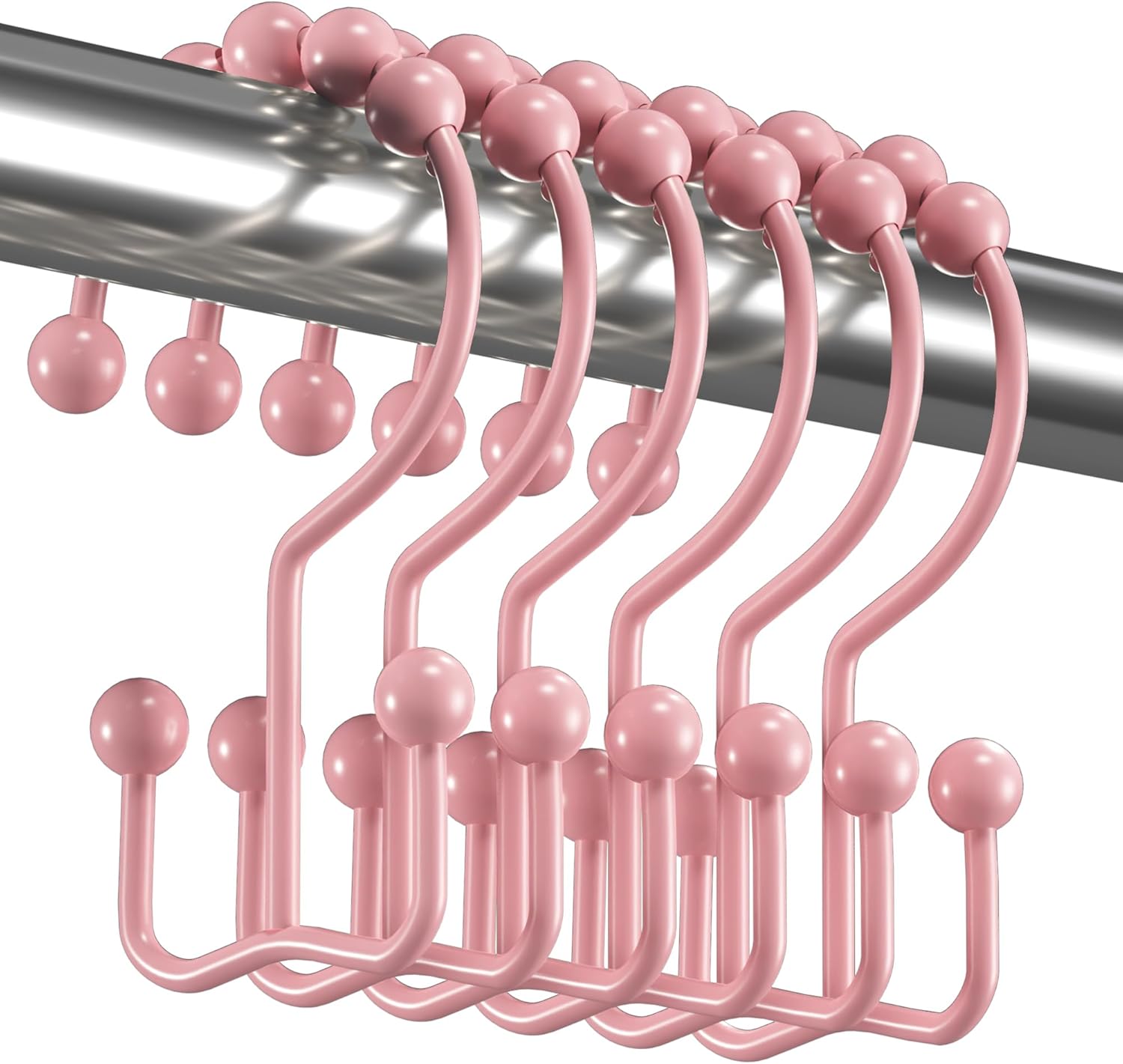 

Крючки для душевой занавески, кольца, устойчивые к ржавчине металлические, двойные направляющие крючки для душа, кольца для душевых штанг для ванной комнаты, занавески, набор из 12 крючков