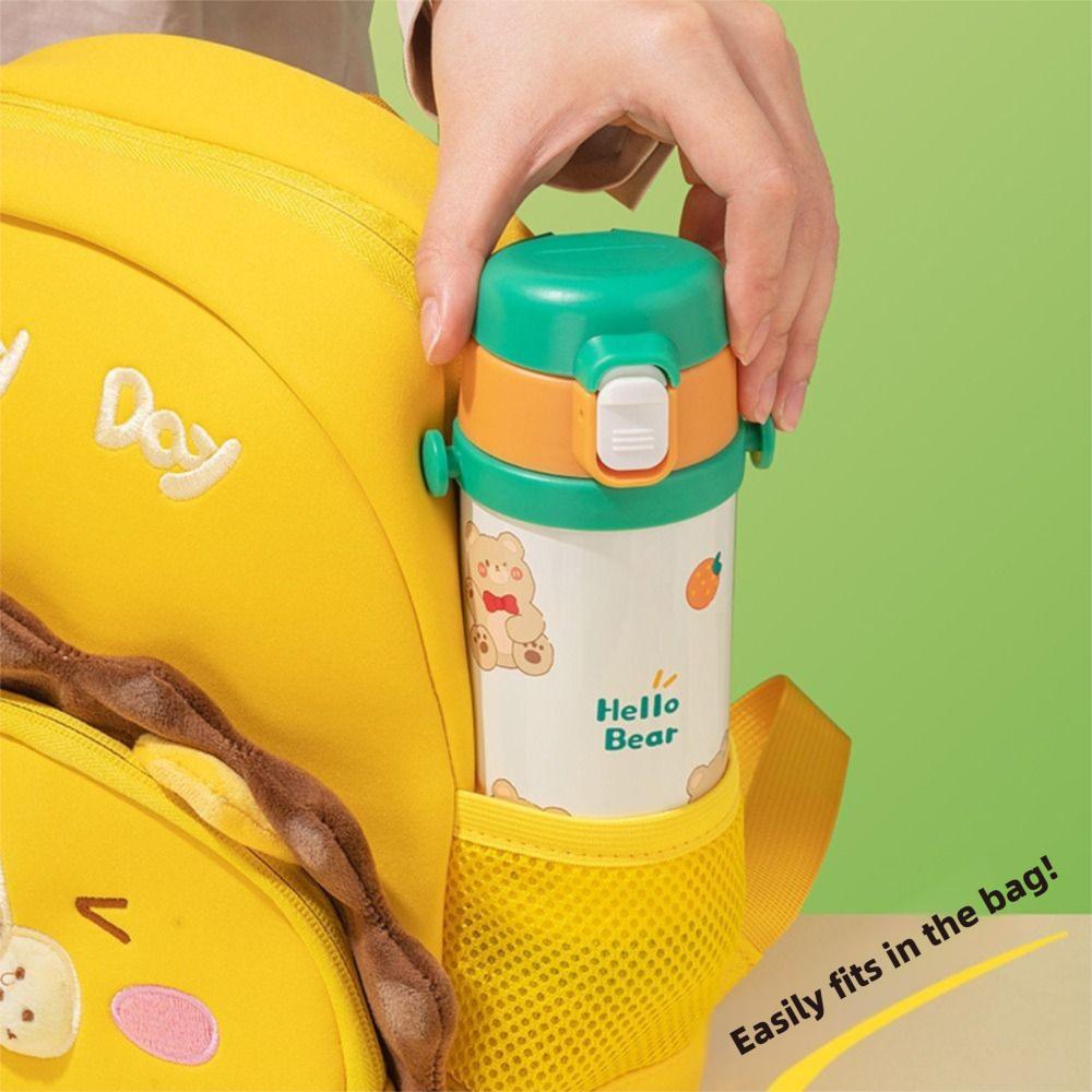 Stainless Steel Children's Water Bottle 350ML Straw Cup Fashion Insulated Cup  Kindergarten