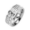 Double Row Cubic Zirconia Ring for Women Men, Stainless Steel CZ Band, Fashion Wedding Engagement Jewelry Gift