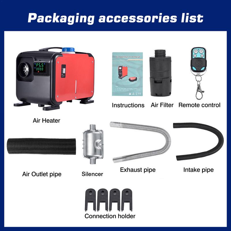12V 8KW Car Parking Air Heater Portable All In One 4-hole Diesel Heater Remote Control Car Winter Warmer For RV Boat Household
