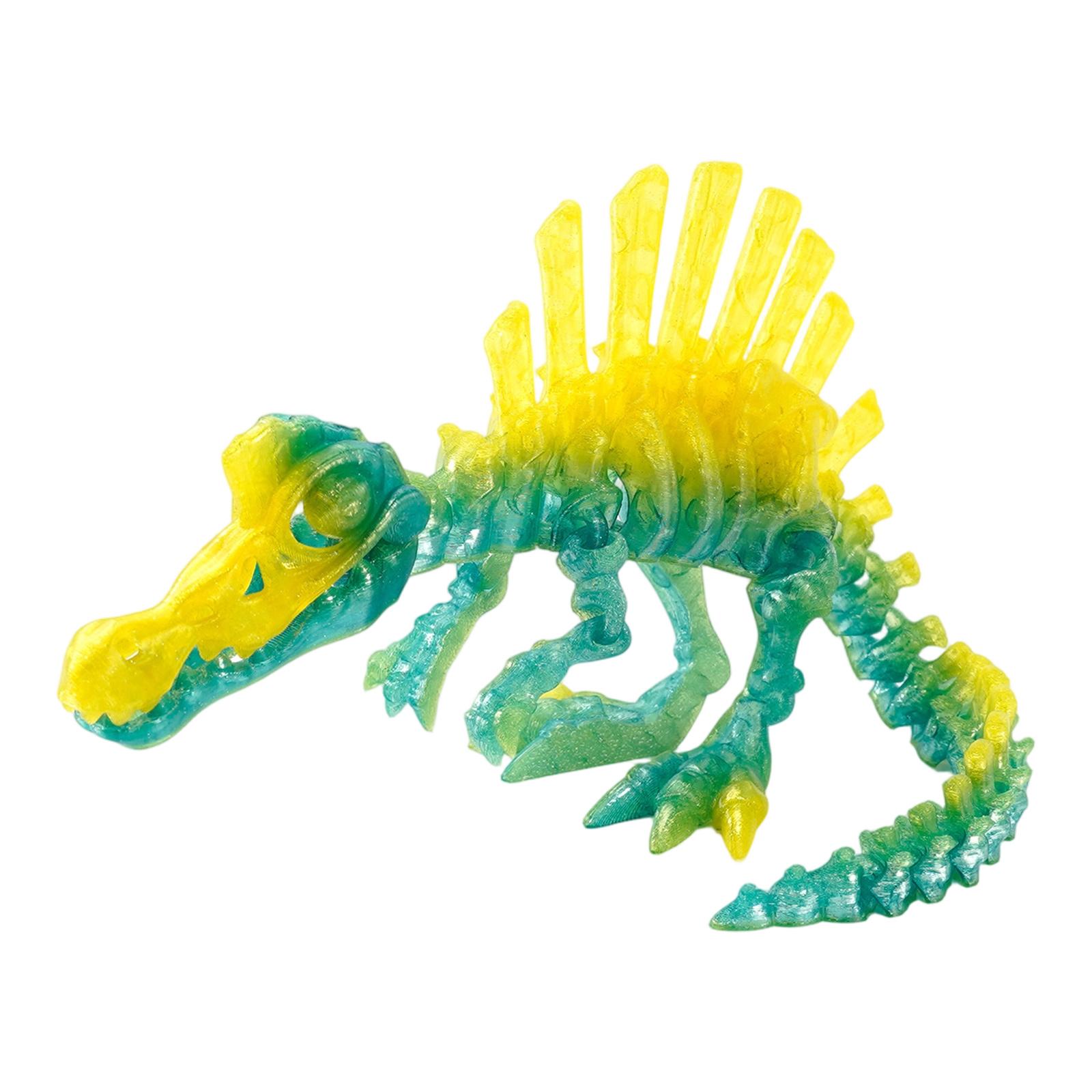 3D Printed Spinosaurus Dinosaur Skeleton Model Movable Joints Educational Assembly Kit for Science Learning Display Collection S золотой