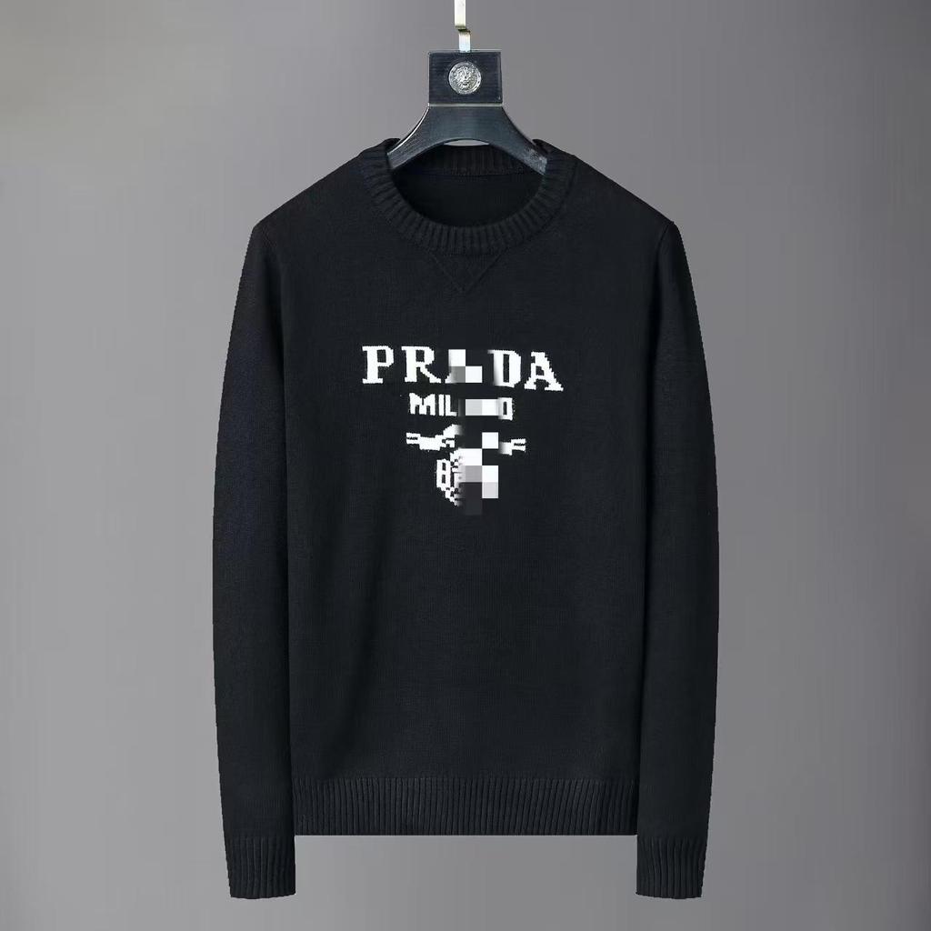 Unisex sweter Prada z rzepami i pełnym nadrukiem: Kurtka z długim rękawem i okrągłym dekoltem