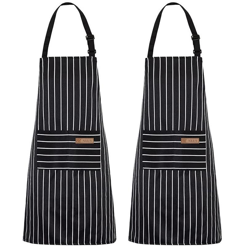 Delantal de Cocina Rayado Halter Unisex para Hogar y Personal de Comedor