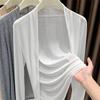 Korean Fashion Thin Long-sleeved Sunscreen Shawl for Women Spring Summer Knitted Cardigan Air-conditioning Blouse Tops