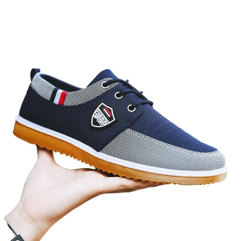 

Новые мужские парусиновые туфли, летние дышащие легкие спортивные туфли, мужская модная повседневная вулканизированная обувь, классические рабочие туфли на шнуровке 39 синий