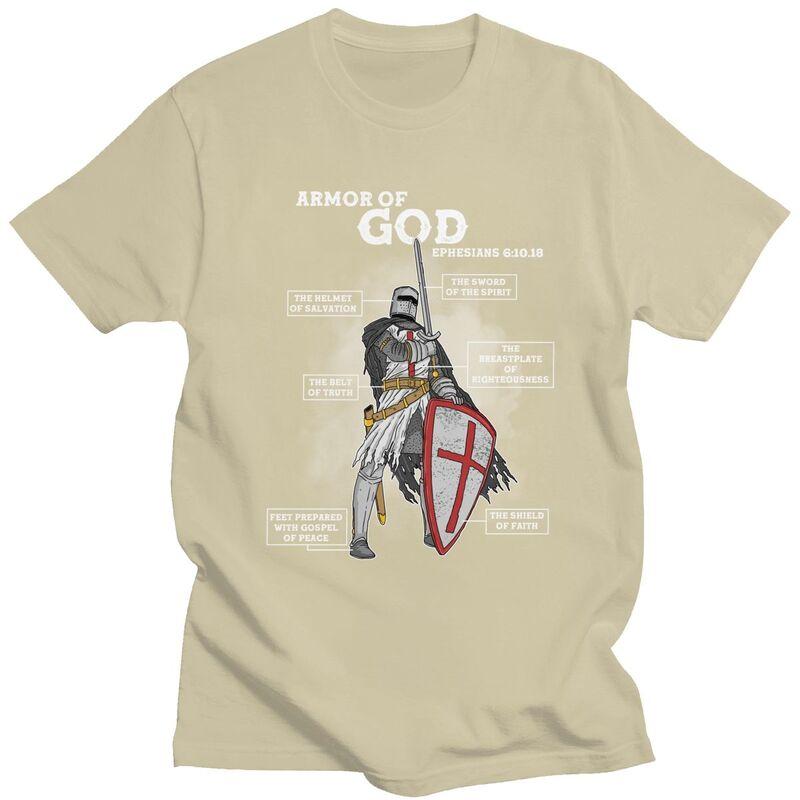 Custom Fashion Armor Of God Ephesian T Shirt Men ShortSleeve Tshirts Streetwear Tee Tops Pure Cotton Slim Fit Tshirts Merch