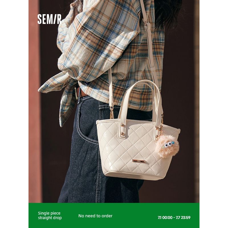 

Senma Bag Women s Bucket Bag Classic Popular Diamond Crossbody Bag 2025 New Arrival Doctor Bag Textured Handbag This White 10101