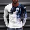 2023 Autumn Plus Size O-Neck Long Sleeve T-shirt Men's Clothing Men's T-shirt 3D Animal Print Top Casual Street Vintage T-shirt