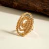 Vintage Gold Color Imitation Pearl Flower Open Rings For Women Exaggerated Metal Irregular Geometric Finger Rings Jewelry