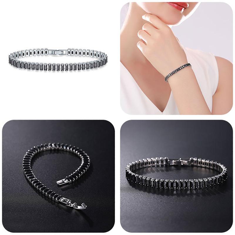 

Rainbow Crystal Tennis Bracelets for Women Kpop Silver Color Friend Gifts Colorful Zirconia Bangle Chain on Hand Jewelry H167-M 19cm