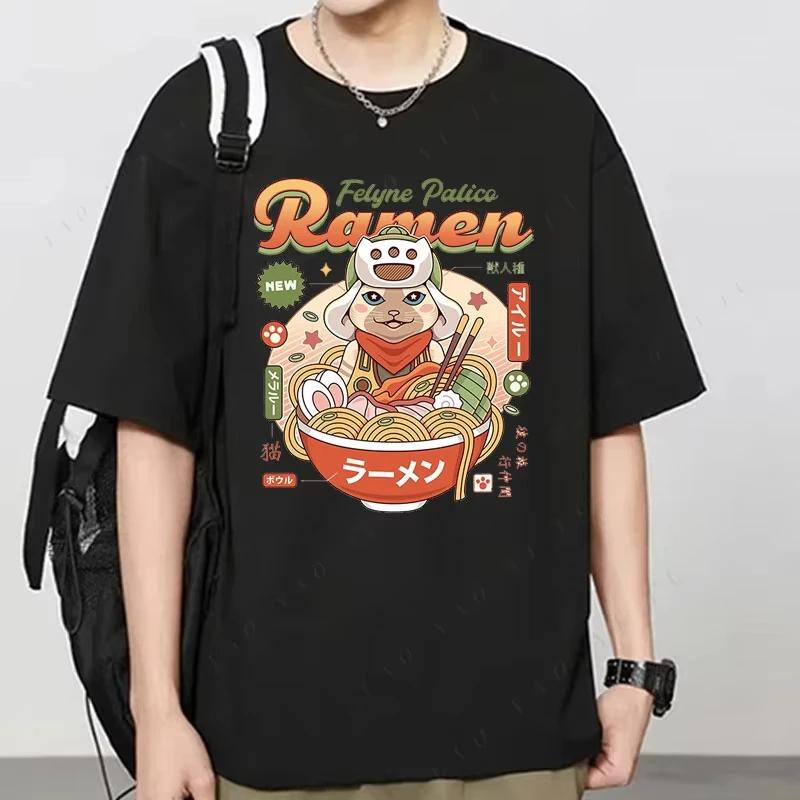 Yian Kut Ku Felyne Palico Ramen Vintage Unisex T-Shirt Monster Hunter Video Game Shirt Gaming Tee Pukei Graphic Oversize TShirts