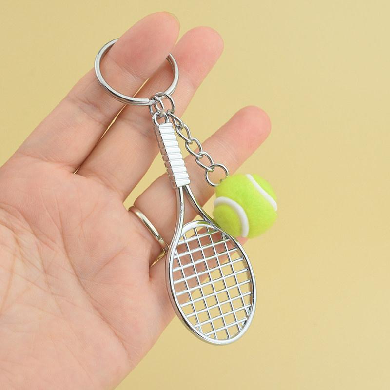 Cute Tennis Racket Keychain 6 Color Mini Pendant Durable Sports Design for Car Keyring Backpack Student Gift Idea