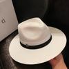 Universal Trendy Sunshade Straw Hat Men's Top Hat Versatile White Square Yuan Internet Celebrity
