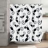 Black Cat Print Shower Curtain with White Background Bathroom Decor
