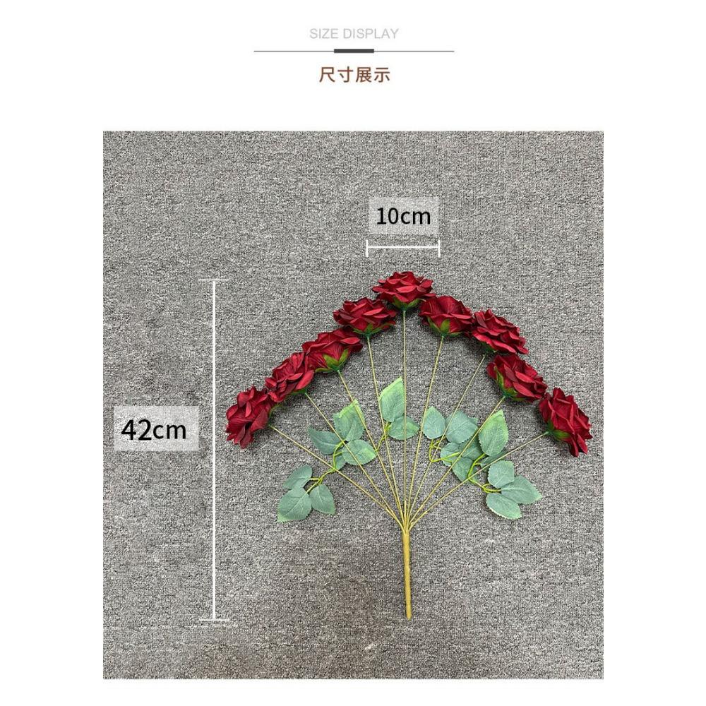 9 Heads Silk Cloth Burnt Orange Rose Bouquet for Wedding Home Party Christmas Decoration Bouquet Artificial Decorative Flowers
